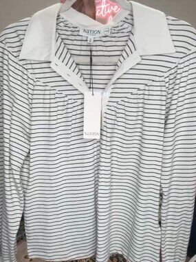 Cecilia Collared Top by Nation LA - 100% Peruvian Pima Cotton -NWT - Size Medium